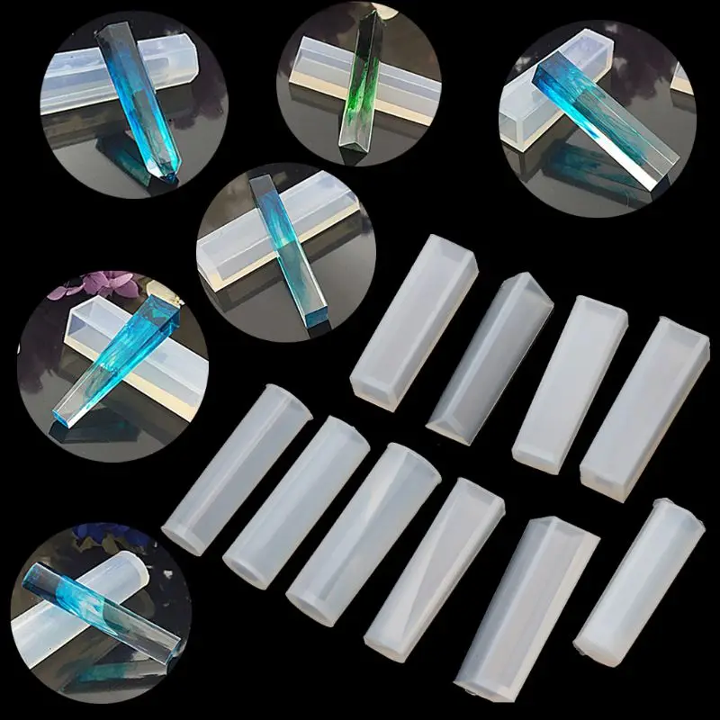 10Pieces Resin Long Cylinder Trapezoidal Crystal Molds Crystal Epoxy Making