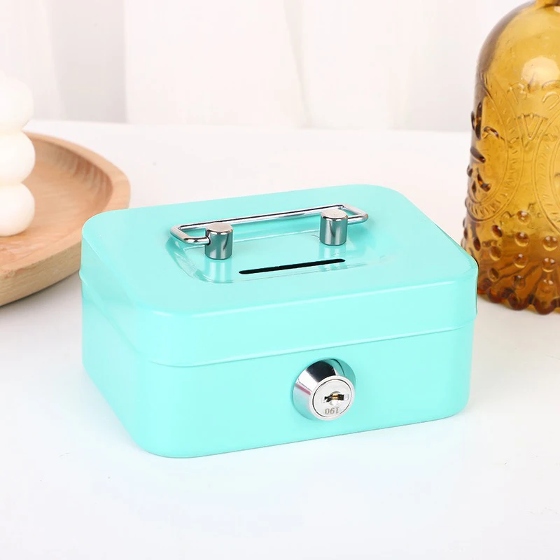 Portable Mini Key Safe Money Box Steel Bank Sturdy Lockable Coin Box Cash Storage Hidden Box For Home Store Suitcase