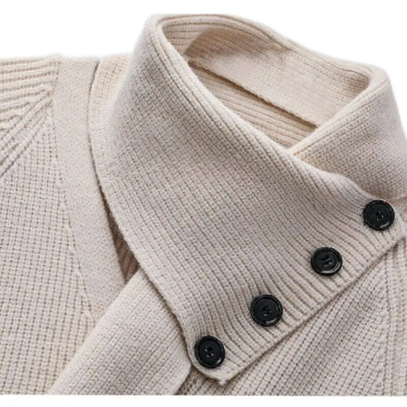 Pull de Style coréen pour hommes, col écharpe, coupe ample, amincissant, couleur unie, chaud et confortable, mode automne hiver, Cardigan pour hommes