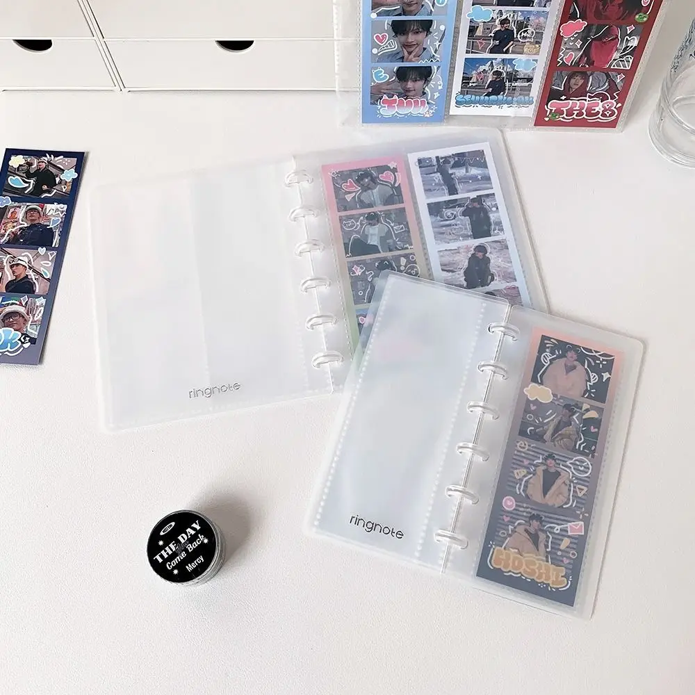 

Simple Mushroom Hole Photocards Holder Vertical Loose Leaf Photo Album Transparent Idol Card Collection Binder