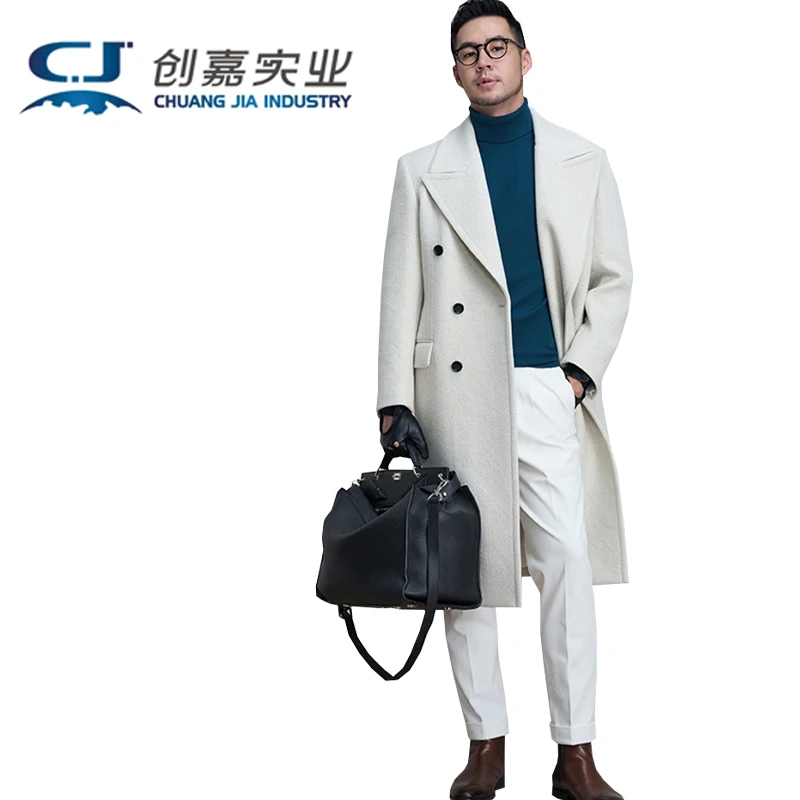 

Двусторонний мужской плащ из натуральной шерсти с твидовым жакетом с лацканами, теплая модная мужская одежда на осень и зиму