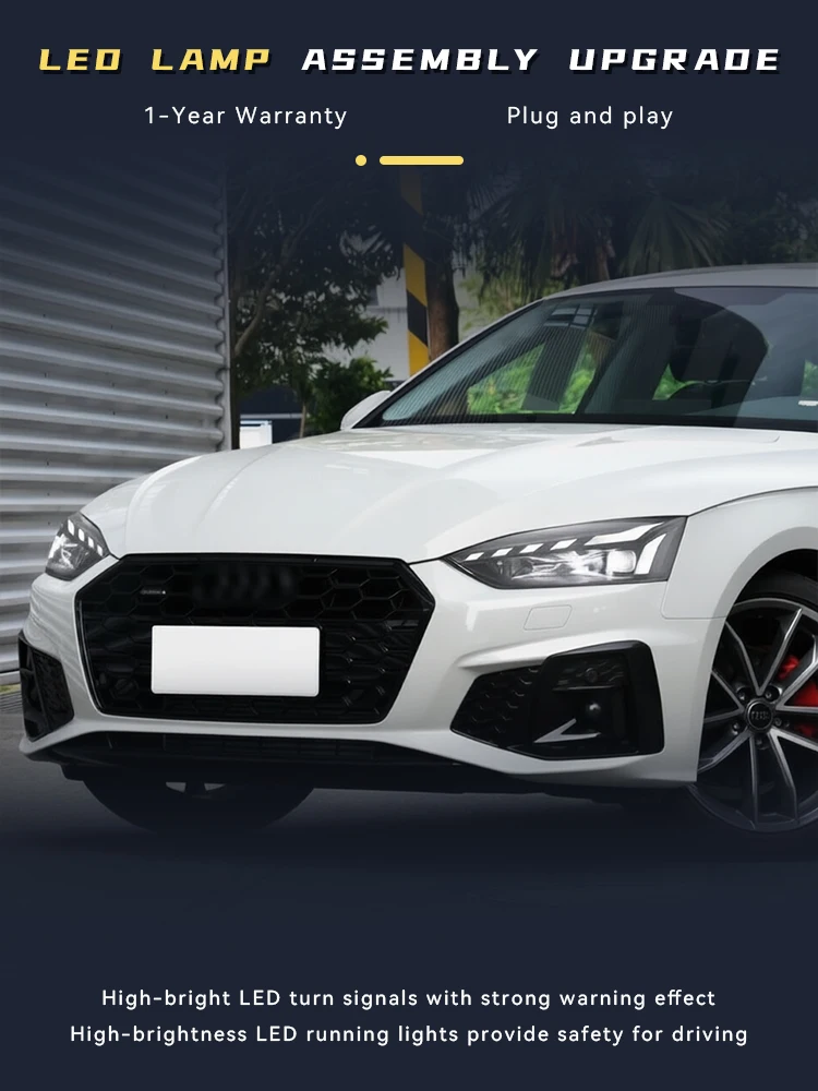 Auto Headlights For Audi A5 2021-2024 Front Lamp LED Bulbs Projector Lens DRL Newest Upgrade Head Light Car Accessories