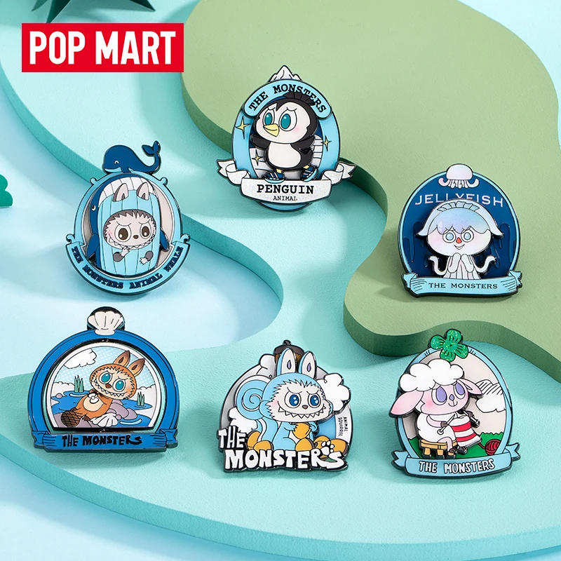 

Pop Mart The Monster Labubu Animals Blind Box Badge Action Mystery Figure Refrigerator Magnetic Suction Brooch Decoration Gifts