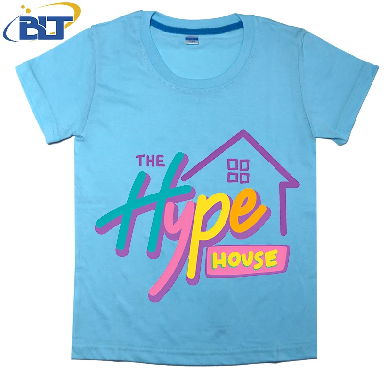 

The Hype House printed kids T-shirt, summer cotton short-sleeved casual top, suitable for both boys and girls