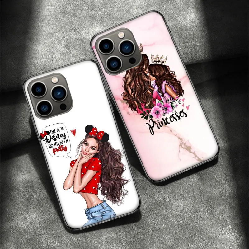 Family Mom Baby Dad Phone Case For Apple Iphone 16 15 Plus Soft 13 12 Mini Cover 11 14 Pro Max Capa X XS XR 8 7 Shell Coque Sili