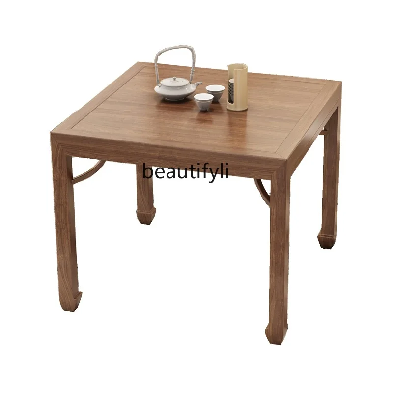 Chinese solid wood square table ash wood chess and card table square dining table and chair combination