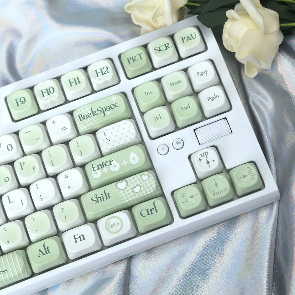 Small lucky keycap milk green keycap moa highly sublimated small fresh pbt suitable for mechanical keyboard