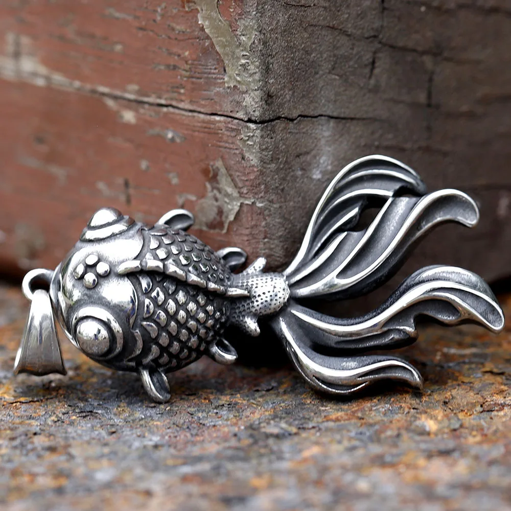 2023 Unique Design Stainless Steel fish Pendant For Men Biker Gothic Animal Halloween Jewelry free shipping