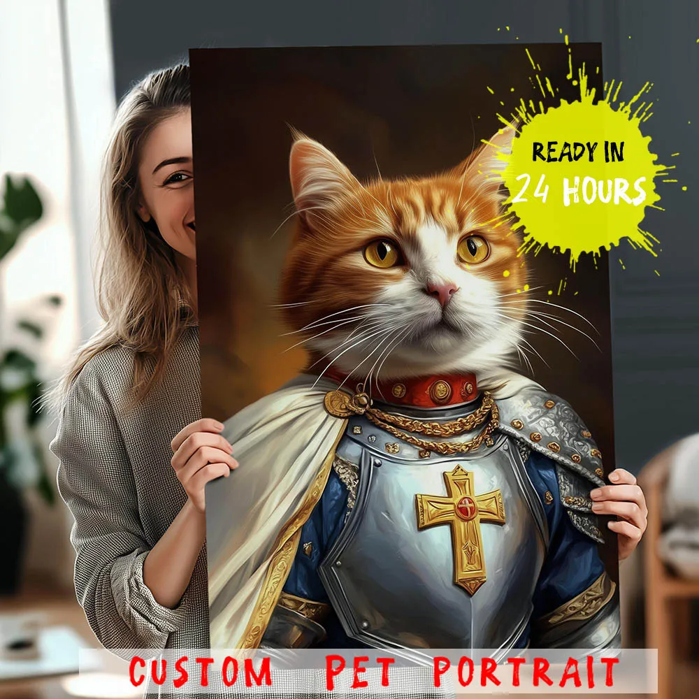Custom Pet Portrait Renaissance Style Wall Art Canvas Painting,Custom Animal Portrait Poster Print,Gifts For Pet Lovers Decor