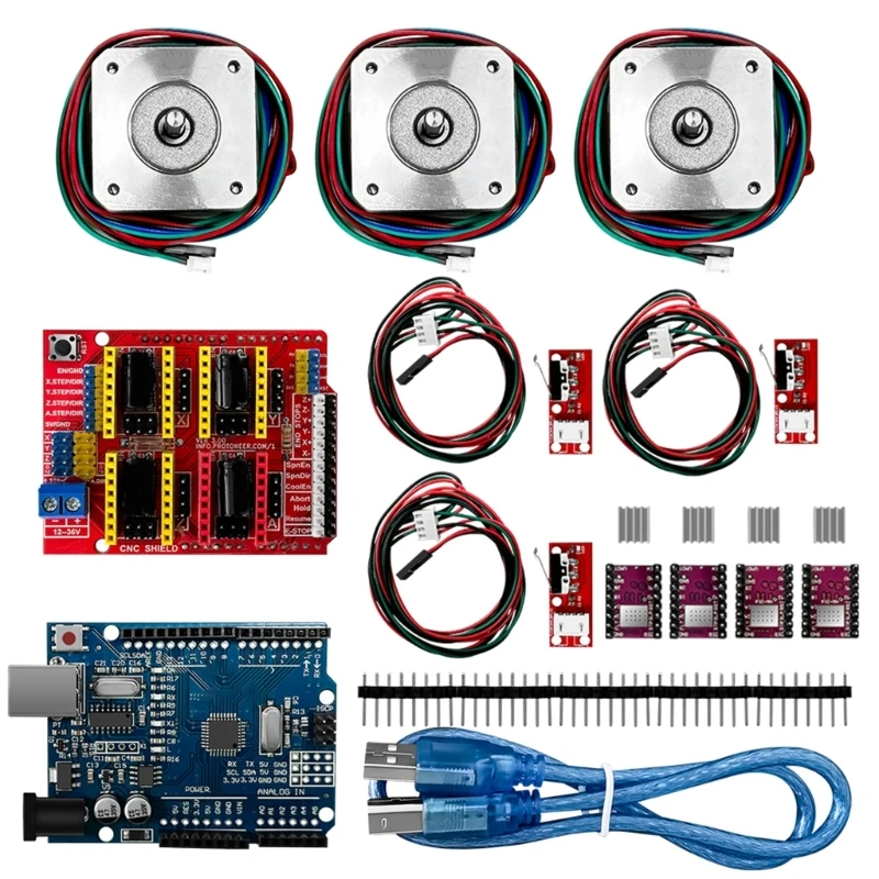 Shield 3PCS A4988 Motors- USB Cable DRV8825 Stepper Motor Driver