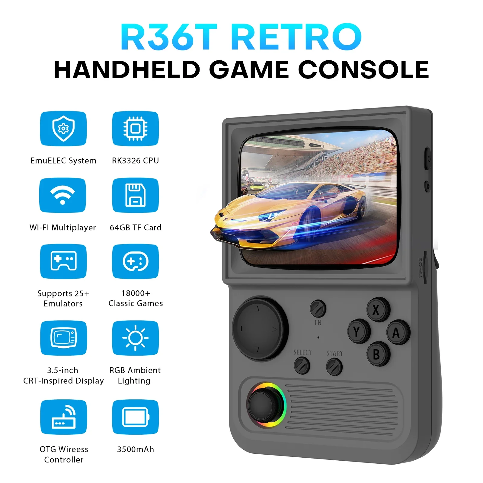 AISLPC R36T Handheld Game Console 18000+Game 3.5'' IPS Screen Wi-Fi Multiplayer Portable Pocket TV Video Console Ship From US
