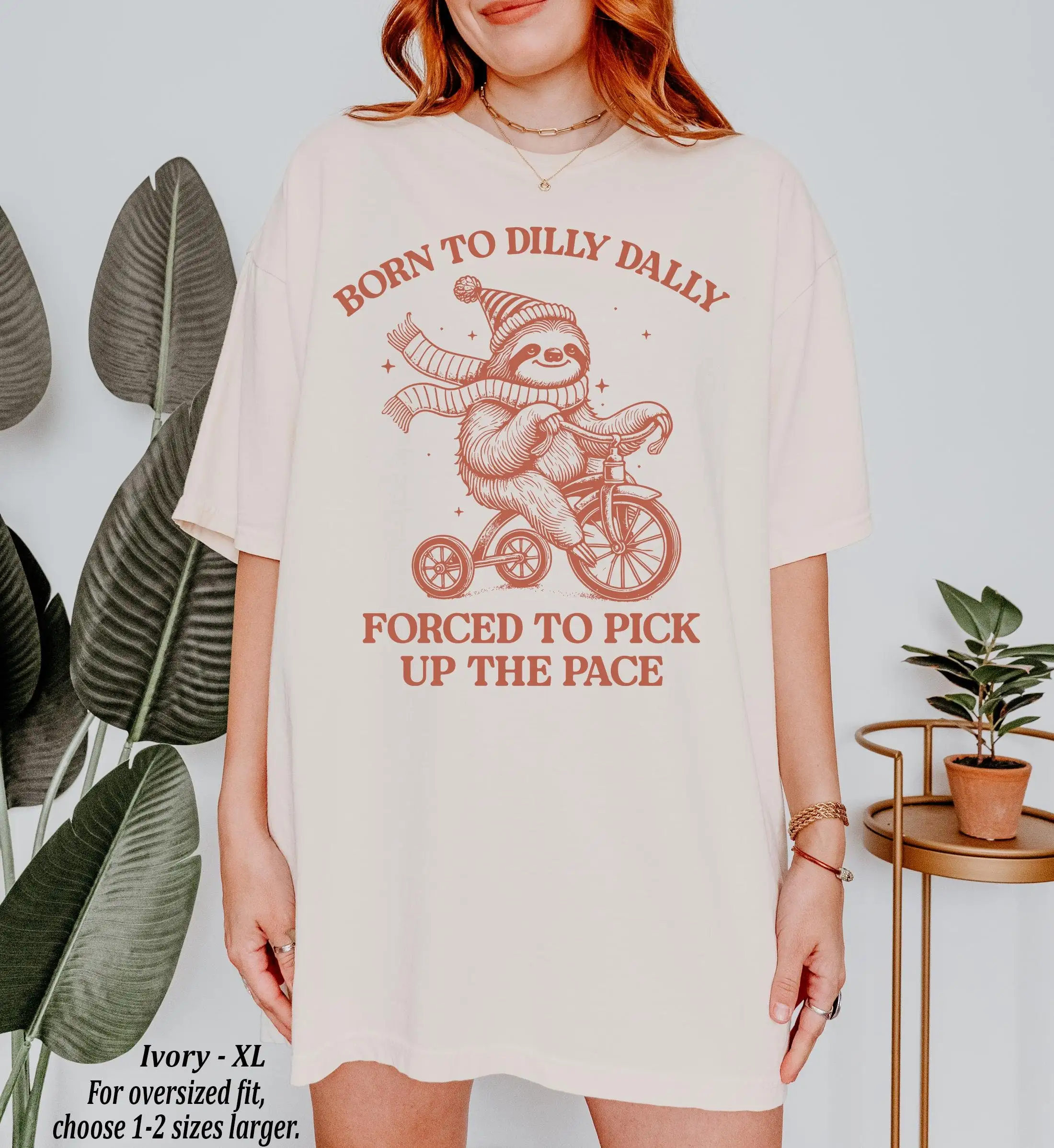 Футболка Comfort Colors Born To Dilly Dally Forced Pick Up The Pace в стиле ретро, забавный винтажный свитер с ленивцем