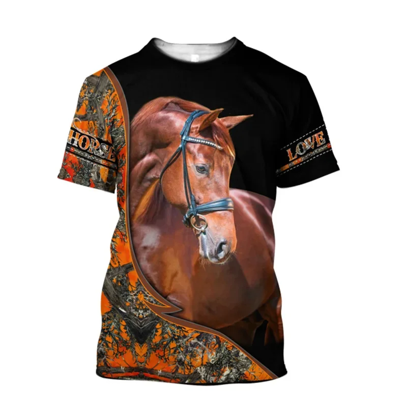 3D Printing Horse Shirt Unisex Fashion Women\'s Tee Shirt Large Loose O-Neck T-Shirt Casual Short Sleeve T Shirt Horse Clothes