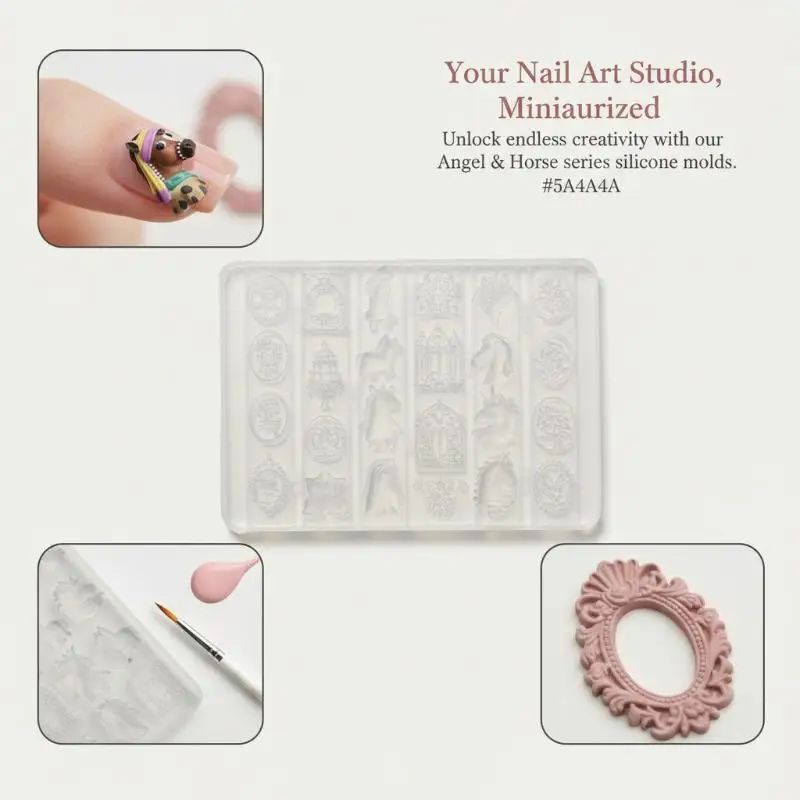 3D Silicone Nail Mold Featuring Horse Head Relief Retro Style DIY Manicure Tools Perfect For Nail Art Creations At Home
