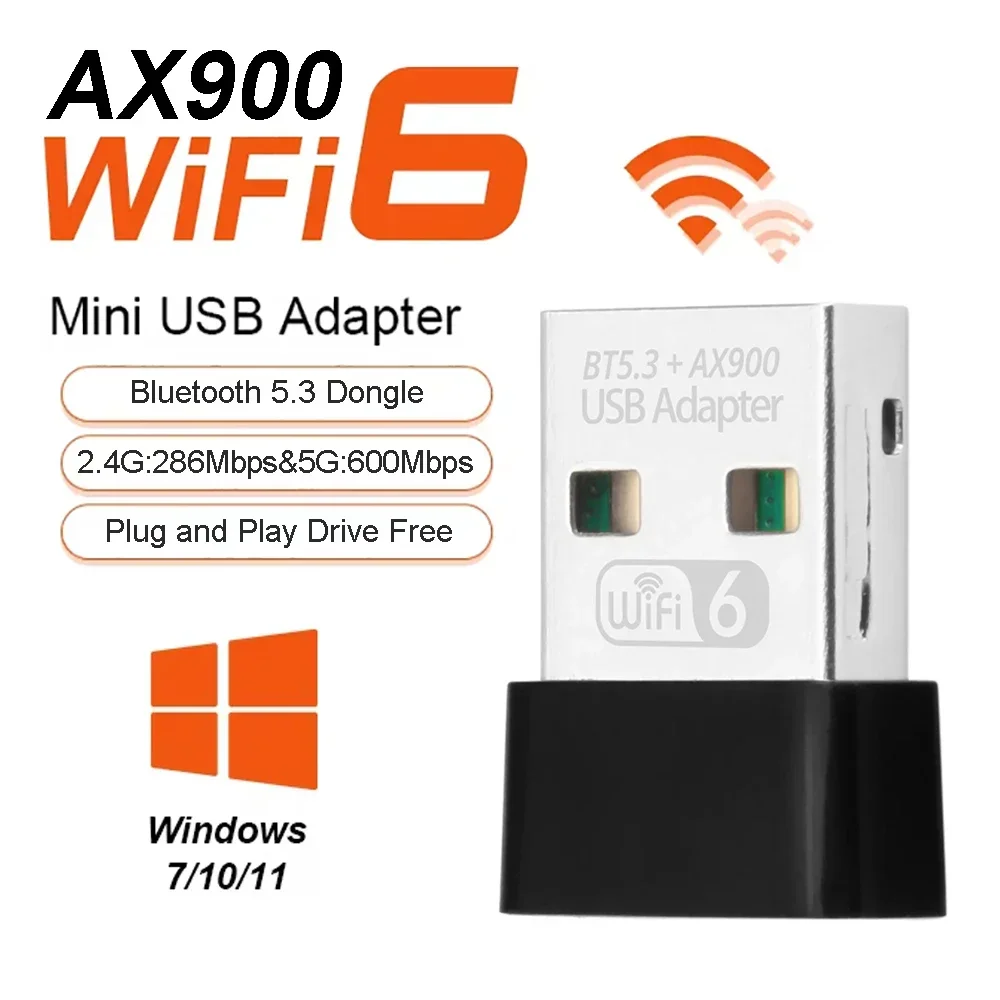 

Mini USB WiFi 6 Adapter Network Card 2 in 1 BT 5.3 Dongle 2.4G 5G 802.11AX Signal Reception For PC Laptop Win 7/10/11 Drive Free