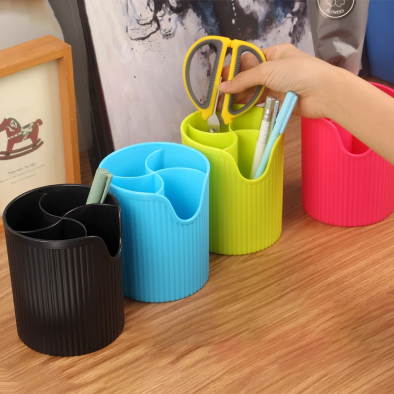 

Creative Colorful Durable round Pen Holder Multifunctional Desk Pen Stand Student Office Stationery Storage Box