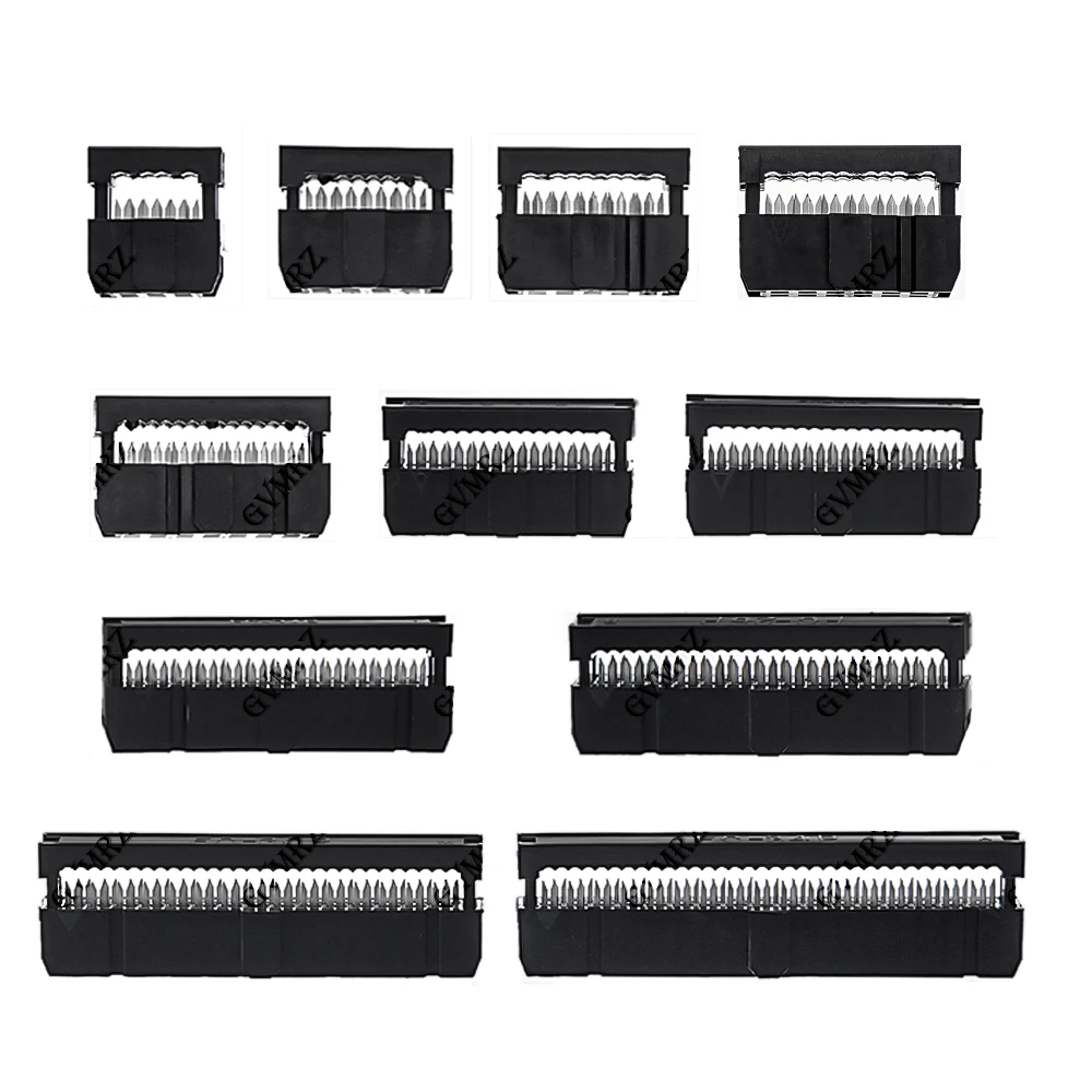 10PCS/LOT  10 12 14 16 18 2.54MM Pitch 6 Position 8 20 24 26 30 34 40 Pin Female IDC Socket IDC Connector Ribbon Cable