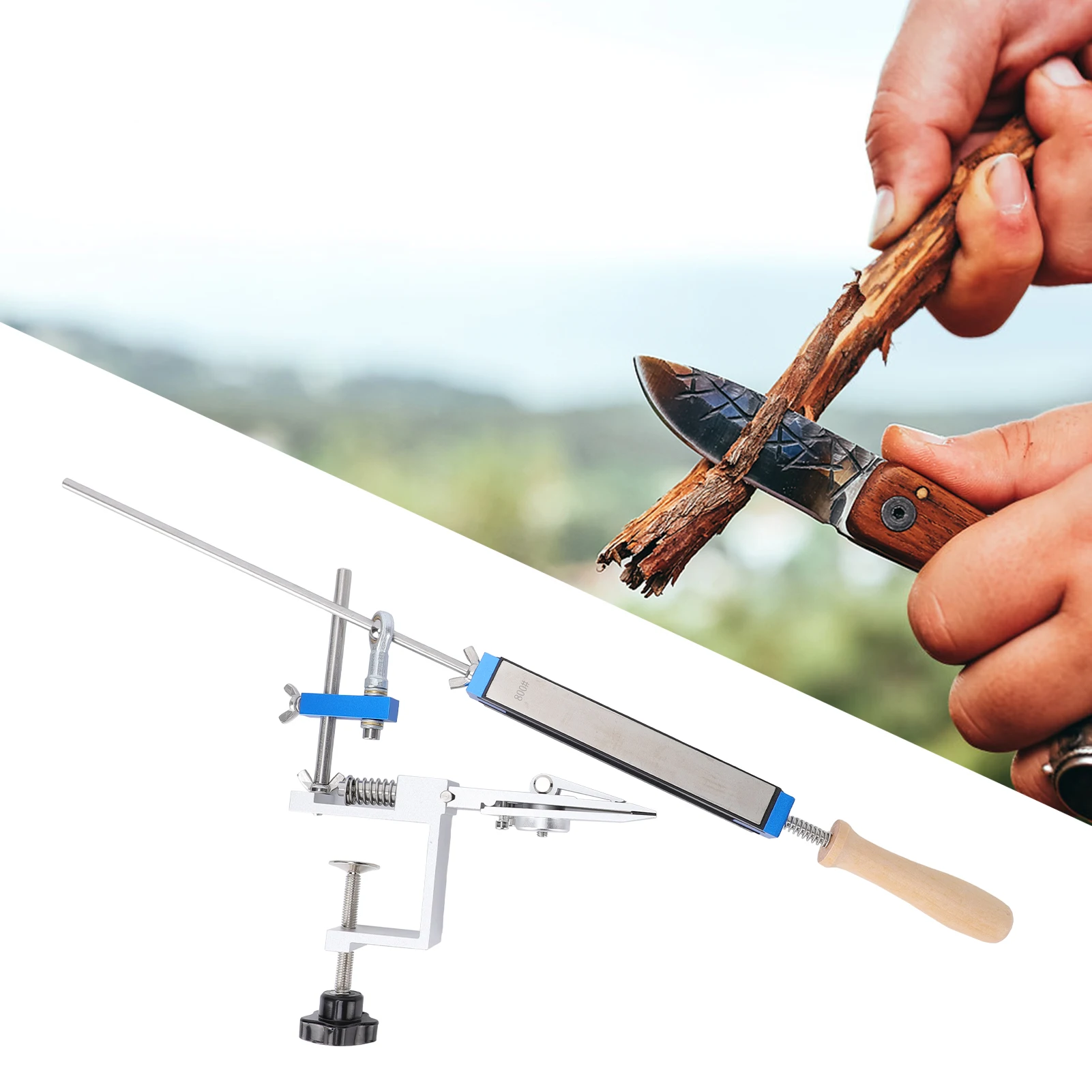 

Guided Sharpening System, Professional Sharpening Tool with 150/400/800 Grit Diamond Whetstones for Kitchen and Outdoor Blades