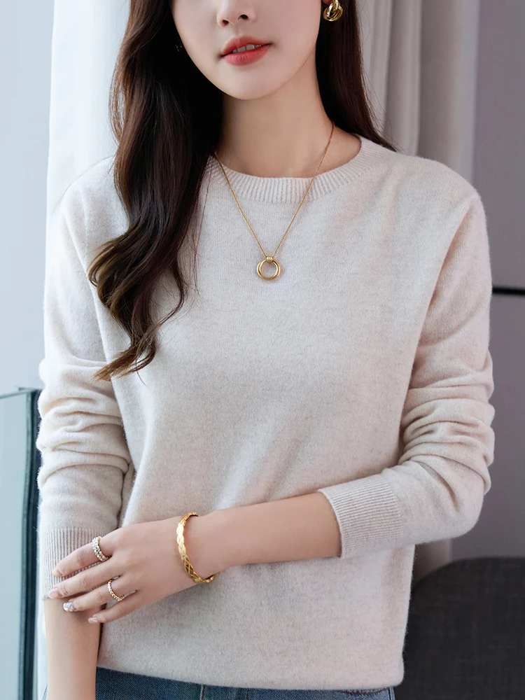 

O-neck Sweater Women's Merino Wool Sweater Casual Fashionable Knit Sweater