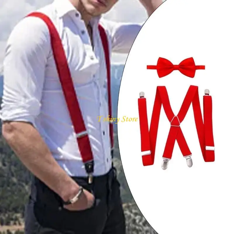 N58F Trendy Braces with Tie 4 Sturdy Clips Versatile Usage for Birthday Wedding