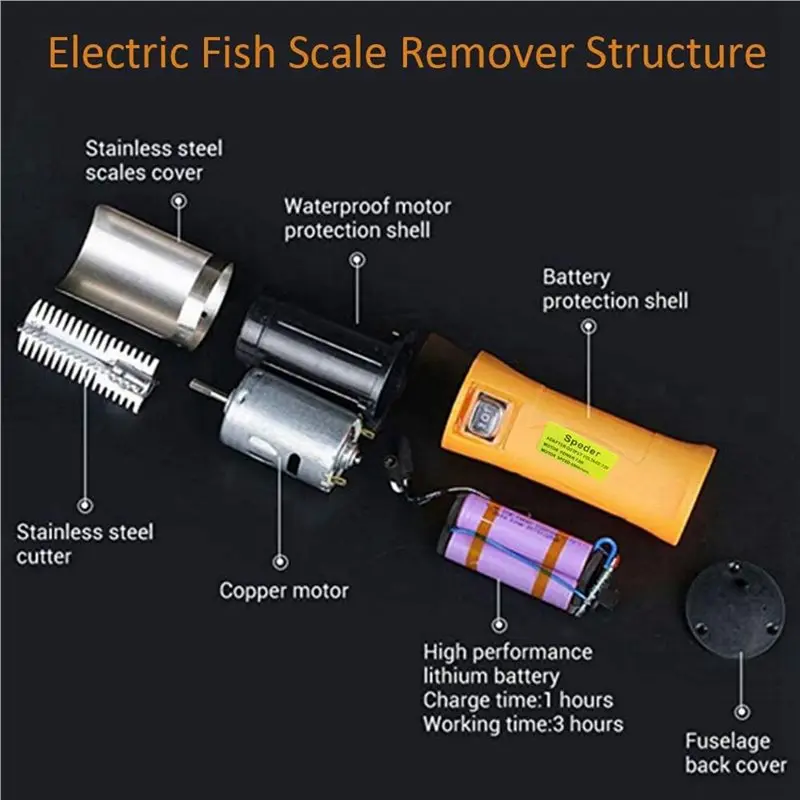 A01F-2X Electric Fish Scaler,Cordless Fish Scaler Scale Scraper Remover Cleaner Skinner Kit With Rechargeable Battery US Plug