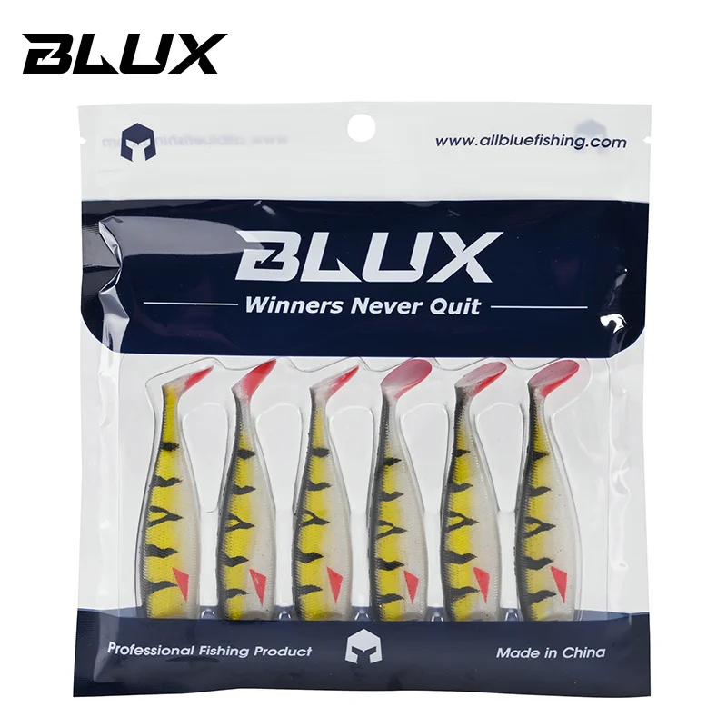 BLUX bld SHAD 80mm 105mm leurre de pêche souple, queue noire, appât artificiel en Silicone, eau salée, bar, Swimbait Gear