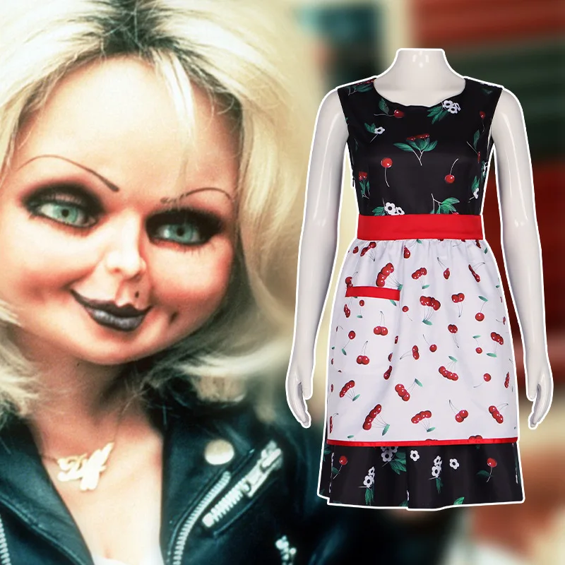 ชุดเดรสน่ากลัวสำหรับผู้หญิงลาย Bride of chucky 2ชุดคอสเพลย์ผู้หญิงชุดเดรสน่ากลัวชุดสีดำเหมาะกับปาร์ตี้เทศกาลฮาโลวีน