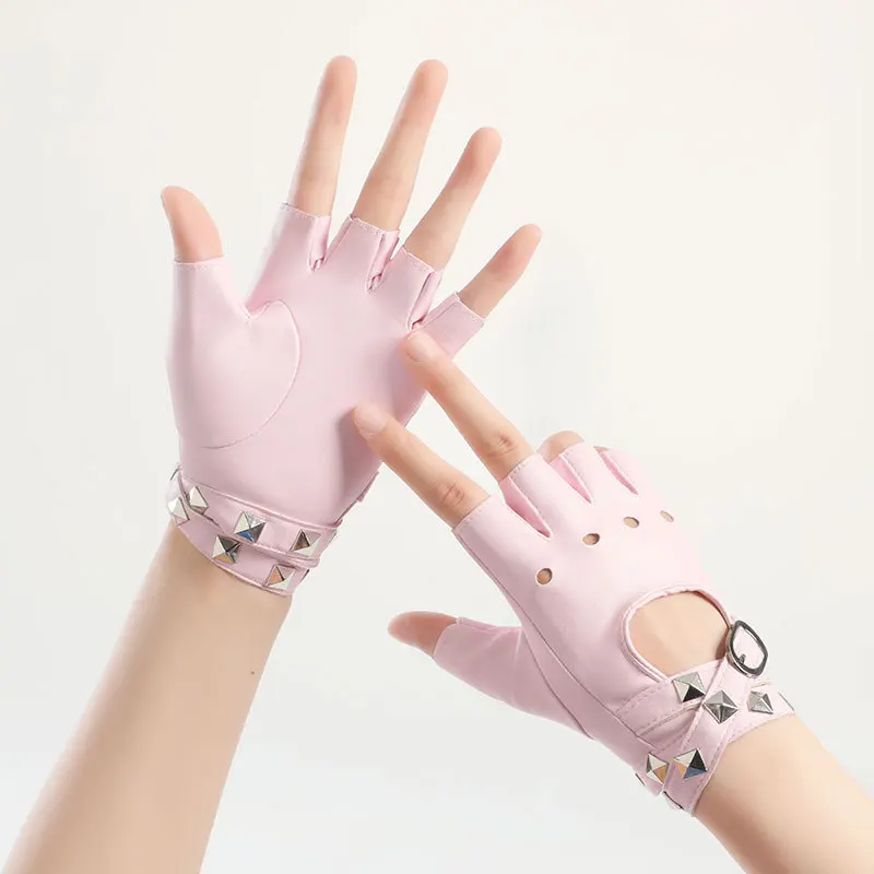 

Перчатки из искусственной кожи с полупальцами, модные индивидуалистичные перчатки для уличных танцев, перчатки с полупальцами, перчатки для косплея в стиле панк