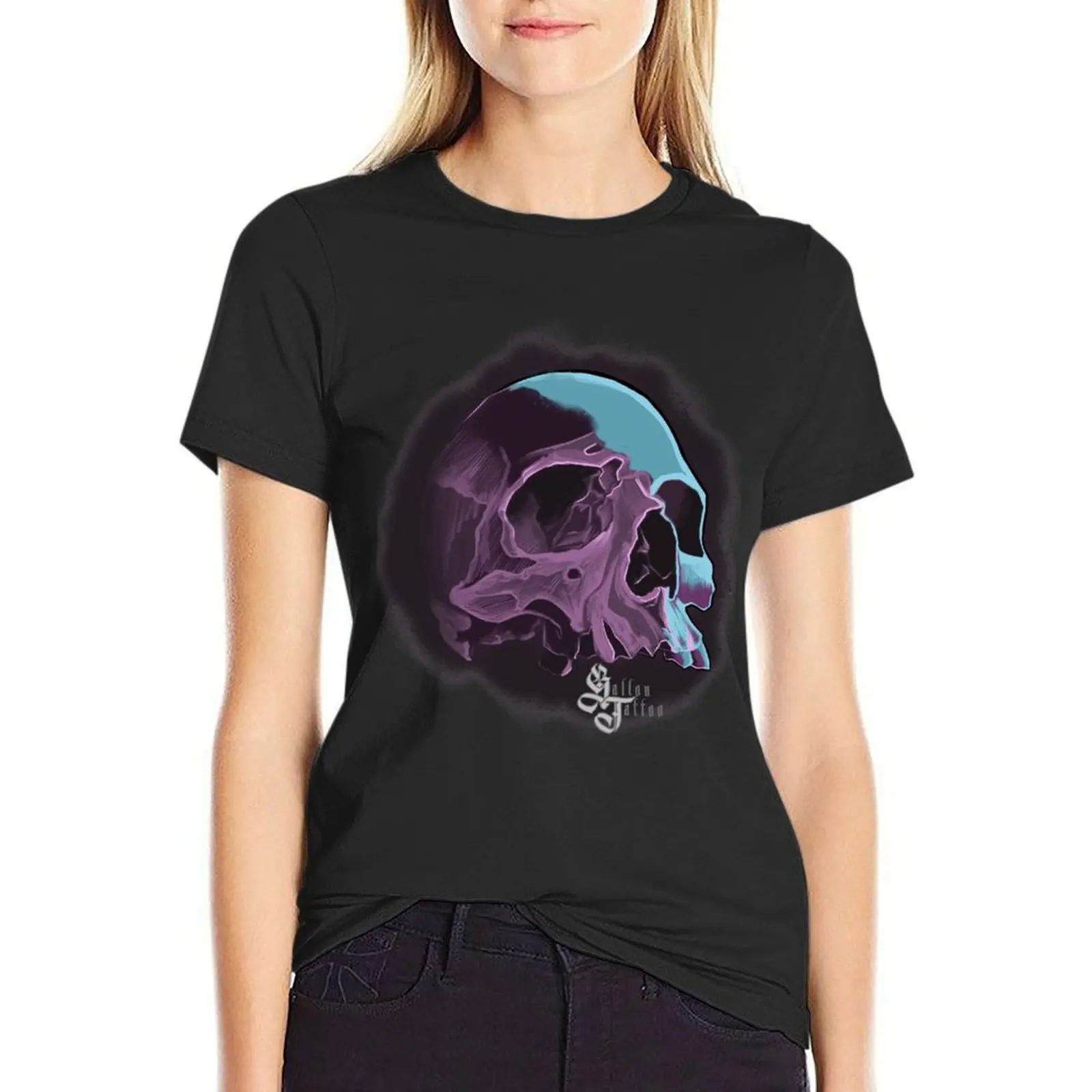 

Twotone Skull T-Shirt new edition Female clothing animal print shirt for girls anime Women clothing