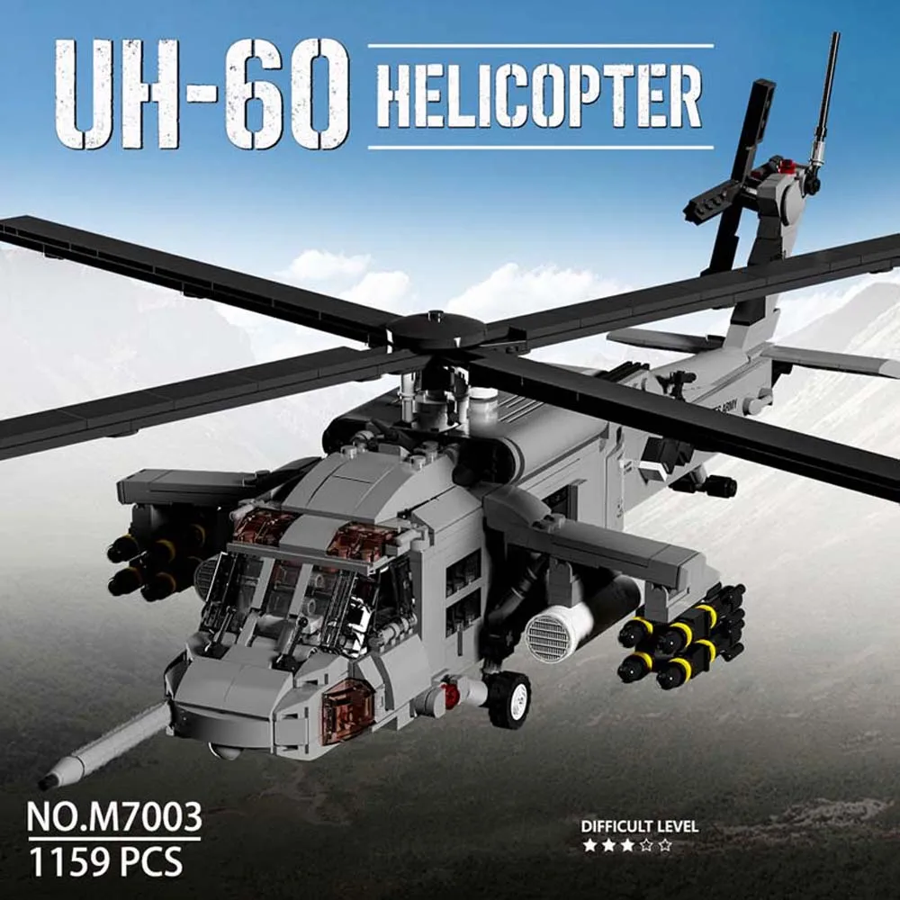 

M7003 UH-60 Black Hawk attack helicopter 1159PCS Air Force aircraft building block model set for teenagers and adults as a gift
