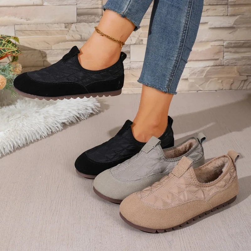 Women's Winter Warm Furry Shoes Snow Loafers For Woman Trends Comfortable Flats Booties Casual Outdoor Trekking Walking Boots