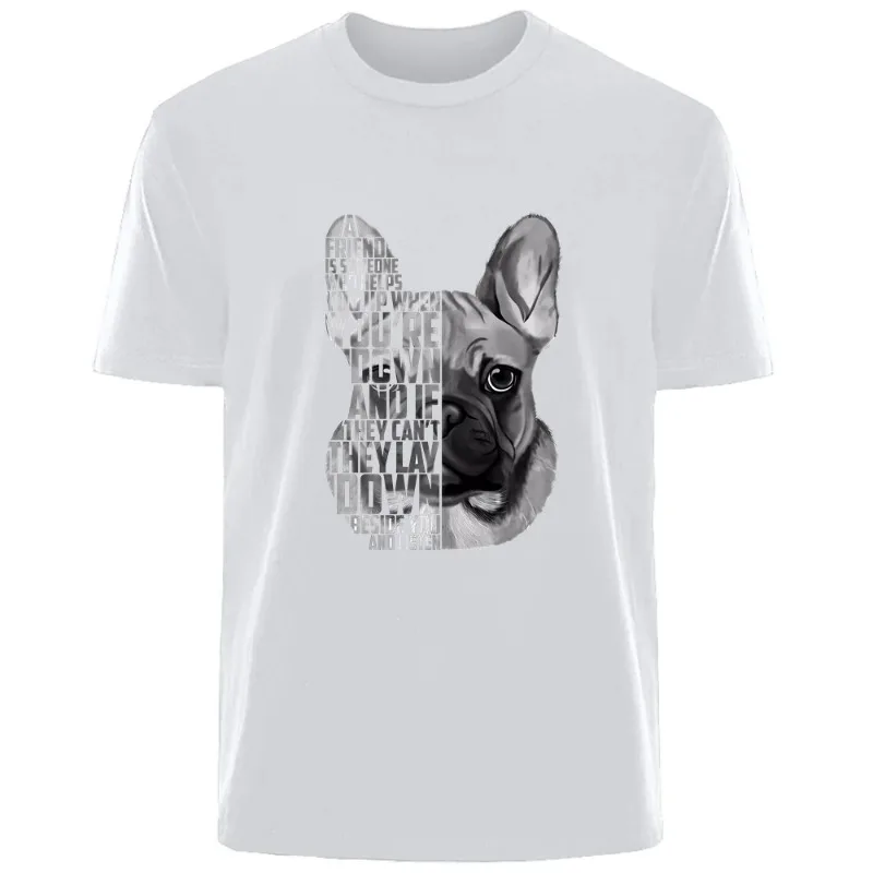

Handsome French Bulldog Print Summer High Quality Men Cotton Material Breathable T-Shirt Outdoor Casual Fashion Men Street Wear