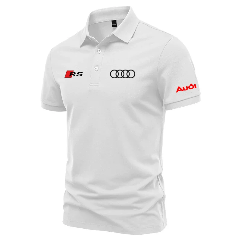 2025 high-quality T-shirt lapel shirt, Audi car 4S shop assistant short sleeved shirt, fashionable sports polo shirt