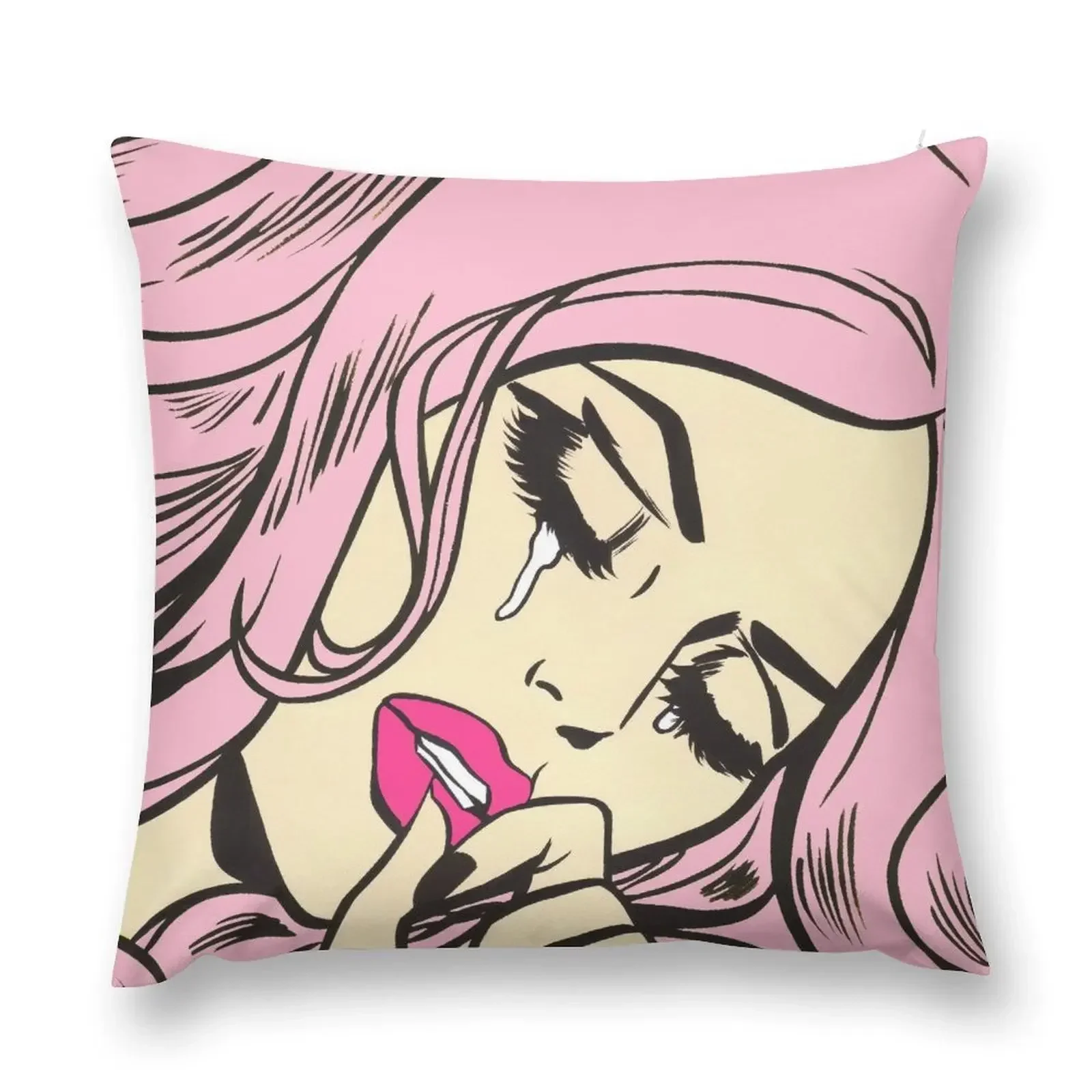 

Pastel Pink Sad Girl Throw Pillow Throw Pillow Decorative Sofa Cushion pillow