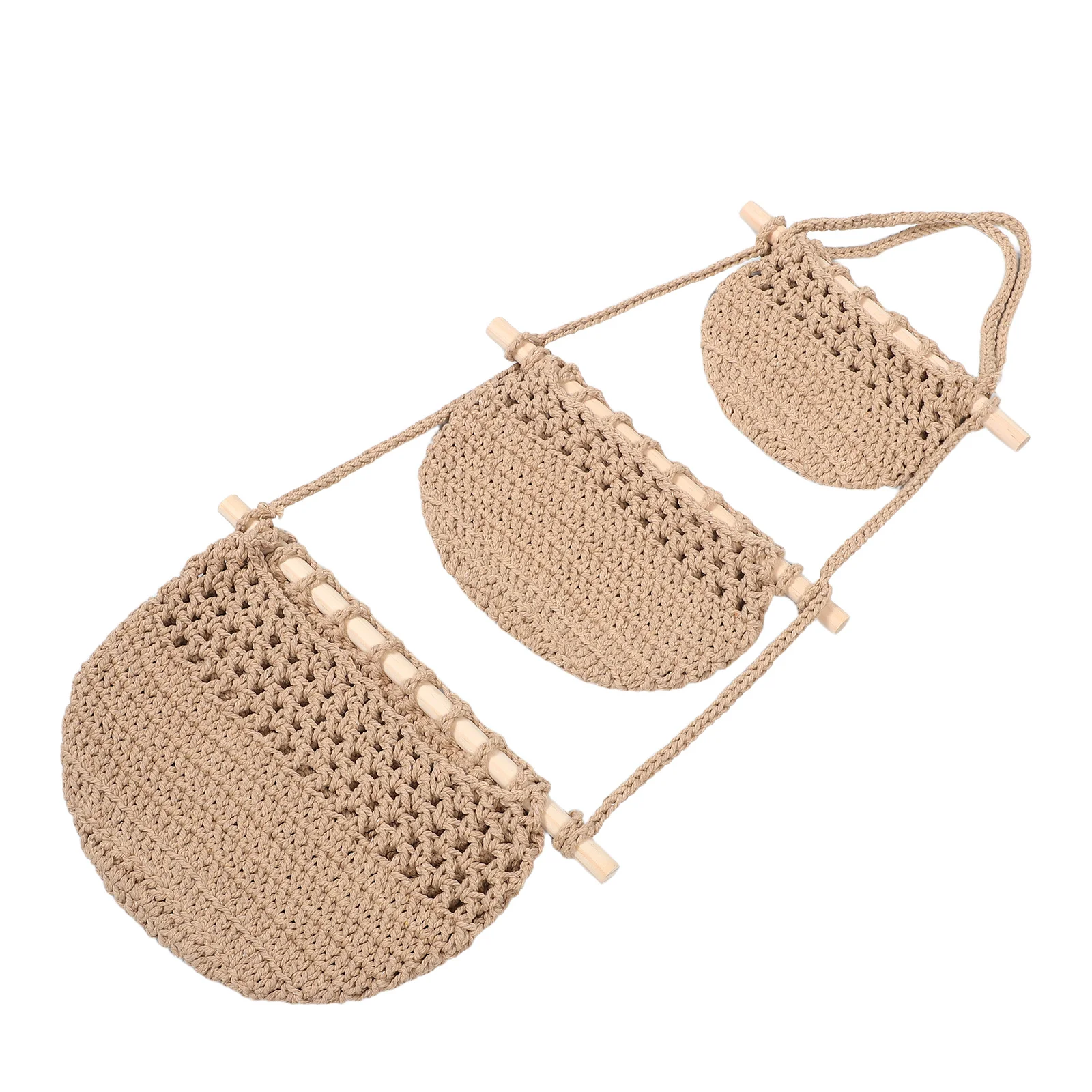 

Boho Design 3 Tier Cotton Rope Woven Shelf Basket Hanging Organizer for Fruits Vegetables Kitchen Wall Storage Bin