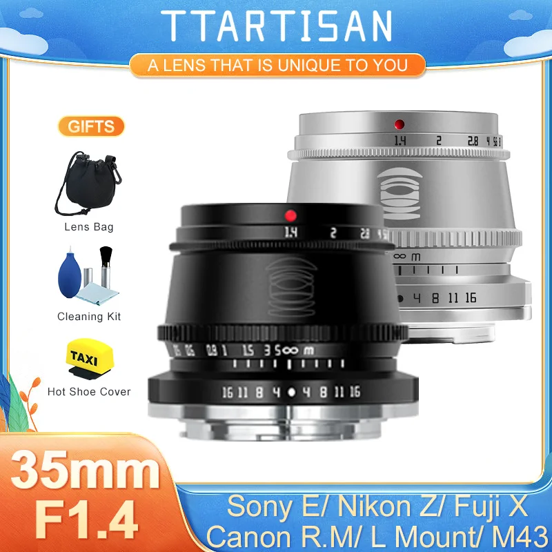 TTArtisan 35mm F1.4 APS-C Manual Focus Large Aperture Lens for SONY E FUJI X Canon M Leica L Nikon Z Panasonic Olympus M4/3 EOSR