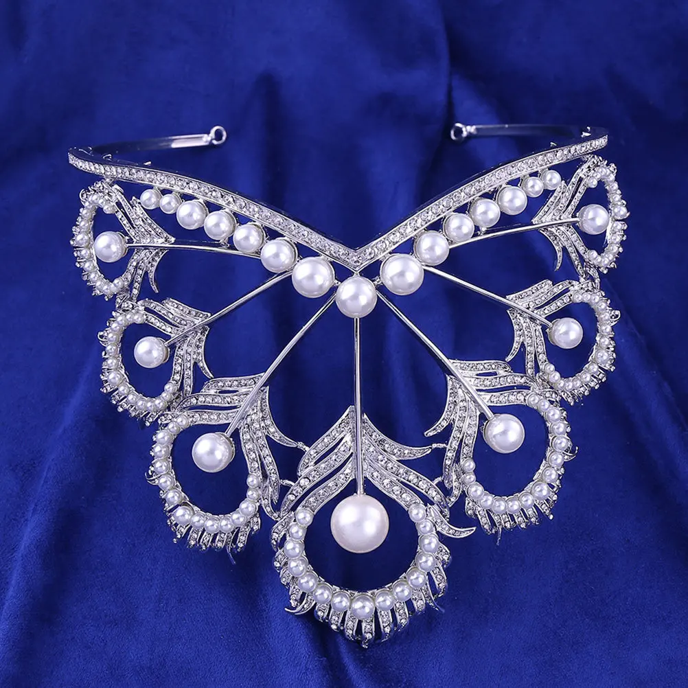 

1Pcs Pearl Wedding Crown Hairband Bridal Shape Glittering Jewelry Wedding Accessory Bride Hair Decor Banquet Party