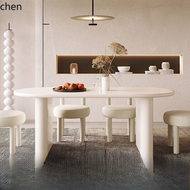 

HTT dining table and chair combination small apartment oval household dining table and chair