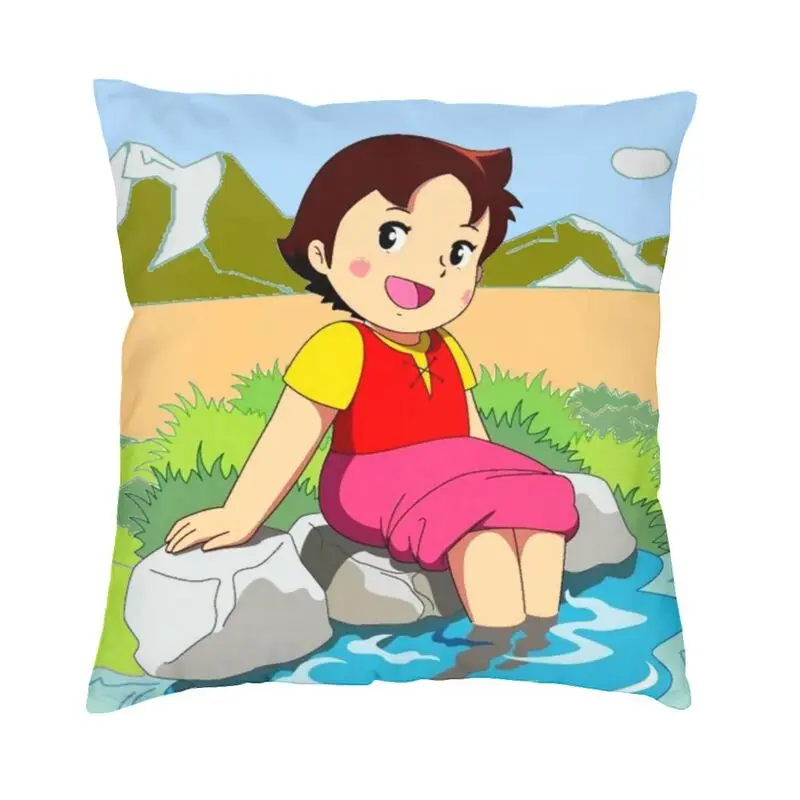 Alps Mountain Girl Heidi Cushion Cover 40x40 Home Decorative Print Throw Pillow for Car Double Side