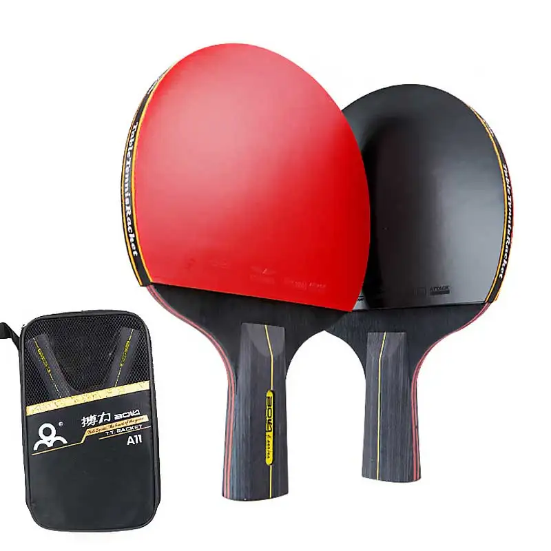 Raqueta de tenis de mesa de 6 estrellas, juego de raqueta de Ping Pong profesional, paleta de murciélago de hoja de alta calidad con bolsa, 2 piezas