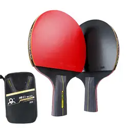 6 Star Table Tennis Racket 2PCS Professional Ping Pong Racket Set Pimples-in Rubber Hight Quality Blade Bat Paddle with Bag