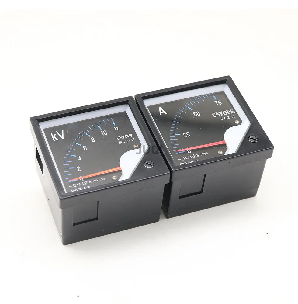 Panel instrumen analog ammeter AC tipe pointer 6L2, seri 30/75-500/5A 0-450V 1.2kv/1.2kA ammeter 80*80MM baru