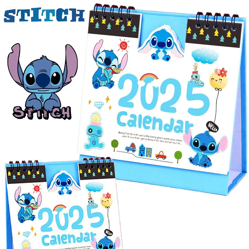 Stitch 2025 Calendar Desk Calendar Ornament Cartoon Standing Flip Calendar Planner Agenda Daily Monthly Office Supplies Gift