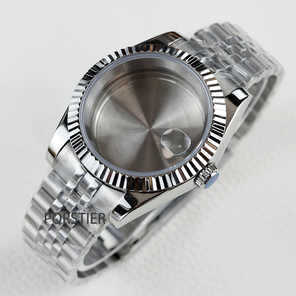 NONE 36mm/39mm nh35 Uhrengehäuse Edelstahl Jubiläums armband Saphirglas wasserdicht für seiko nh35 nh36 Uhrwerk datejust Fall 8
