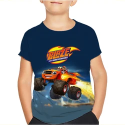 Blaze i mega maszyny T Shirt Kid Kawaii dzieci chłopcy dziewczęta odzież codzienna bajki Anime koszulki dla dzieci świąteczne topy