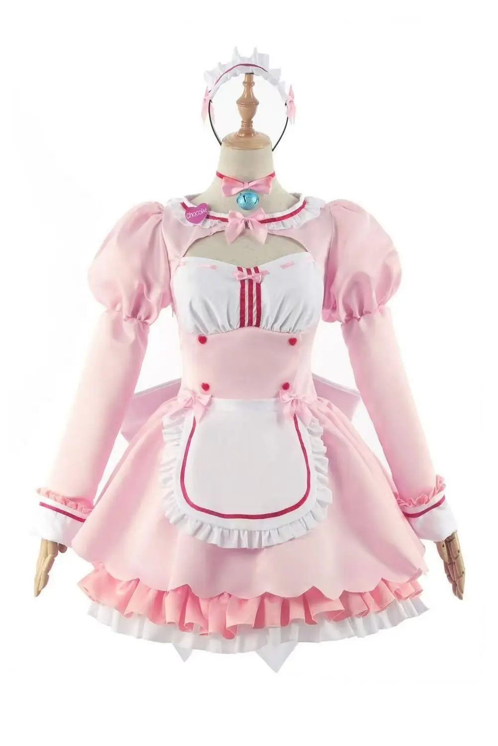 

2026 new Role Play Outfit Nekopara Chocolate Cosplay Costume Maid Lolita Dress with Headband Pink Skirts Cat Ear Hairband