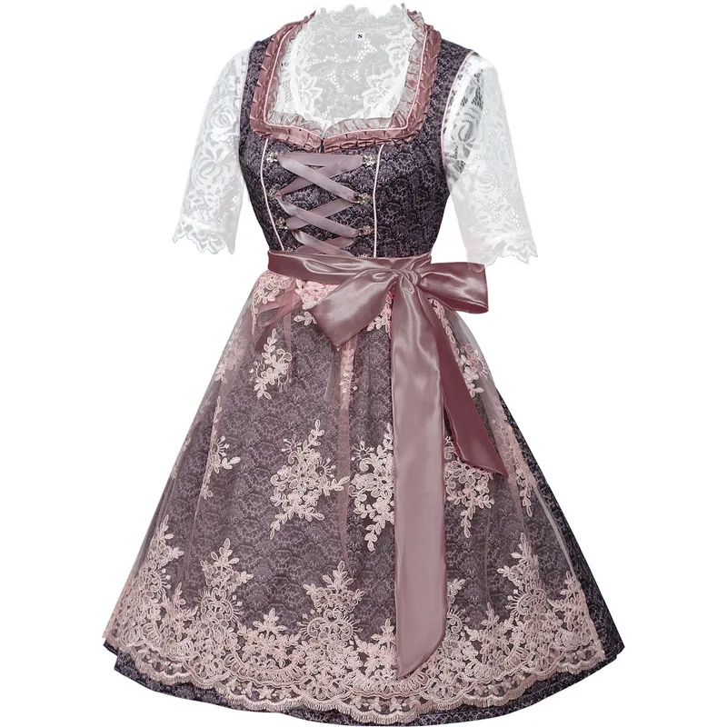 2025Foreign Trade German Munich Oktoberfest Costume Bavarian Printed Strap Dress Maid Outfit