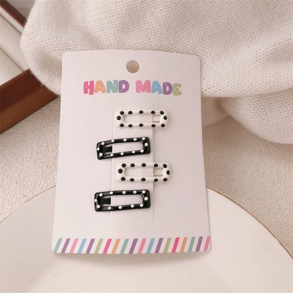 

4pcs/set Headwear Black White Dot Hair Clips Cute Geometric Hairpin Sweet Barrettes for Girls