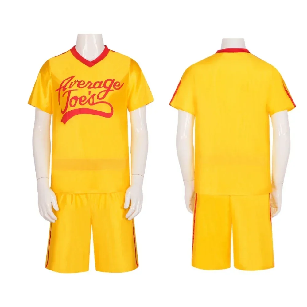 

Crazy Dodgeball Average Joe's Cosplay Costume Adult Yellow Jersey Costume Set Underdog Disguise Story Dodgeball Halloween Outfit