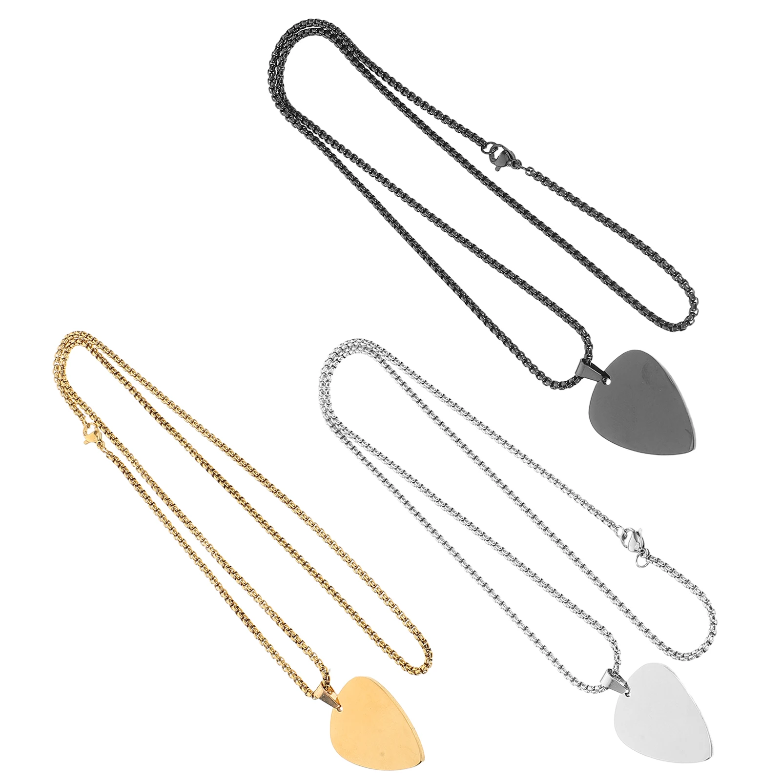 

3 Pcs Guitar Pick Necklace Titanium Jewelry for Men Pendant Metal Picks Plectrum Rock Charm Mini